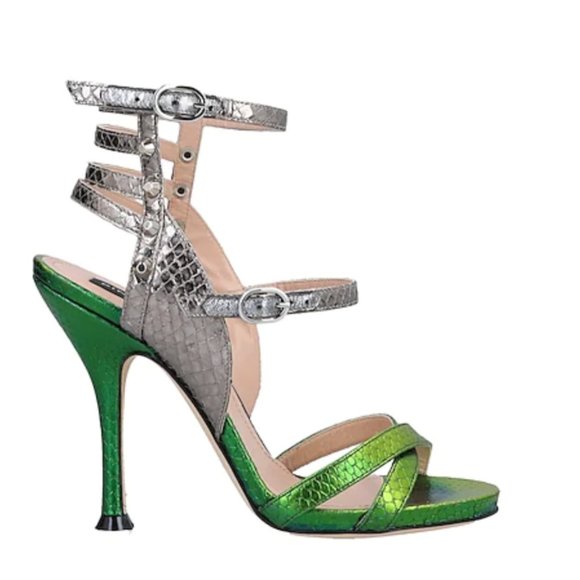 Pinko Shoes - Pinko Snakeskin Print Strappy Sandals 9 40
